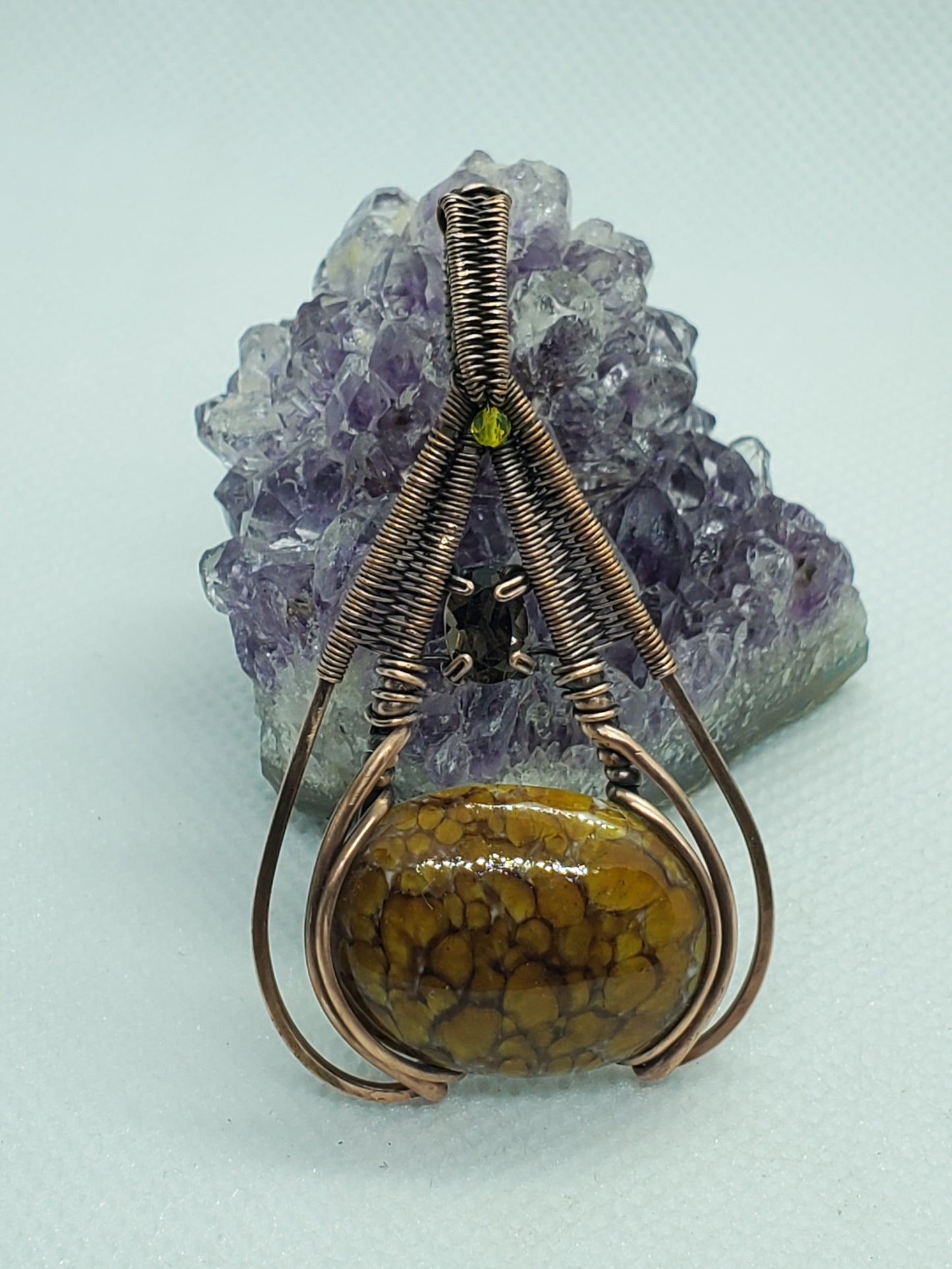 Honeycomb, smokey & yellow sapphire bead