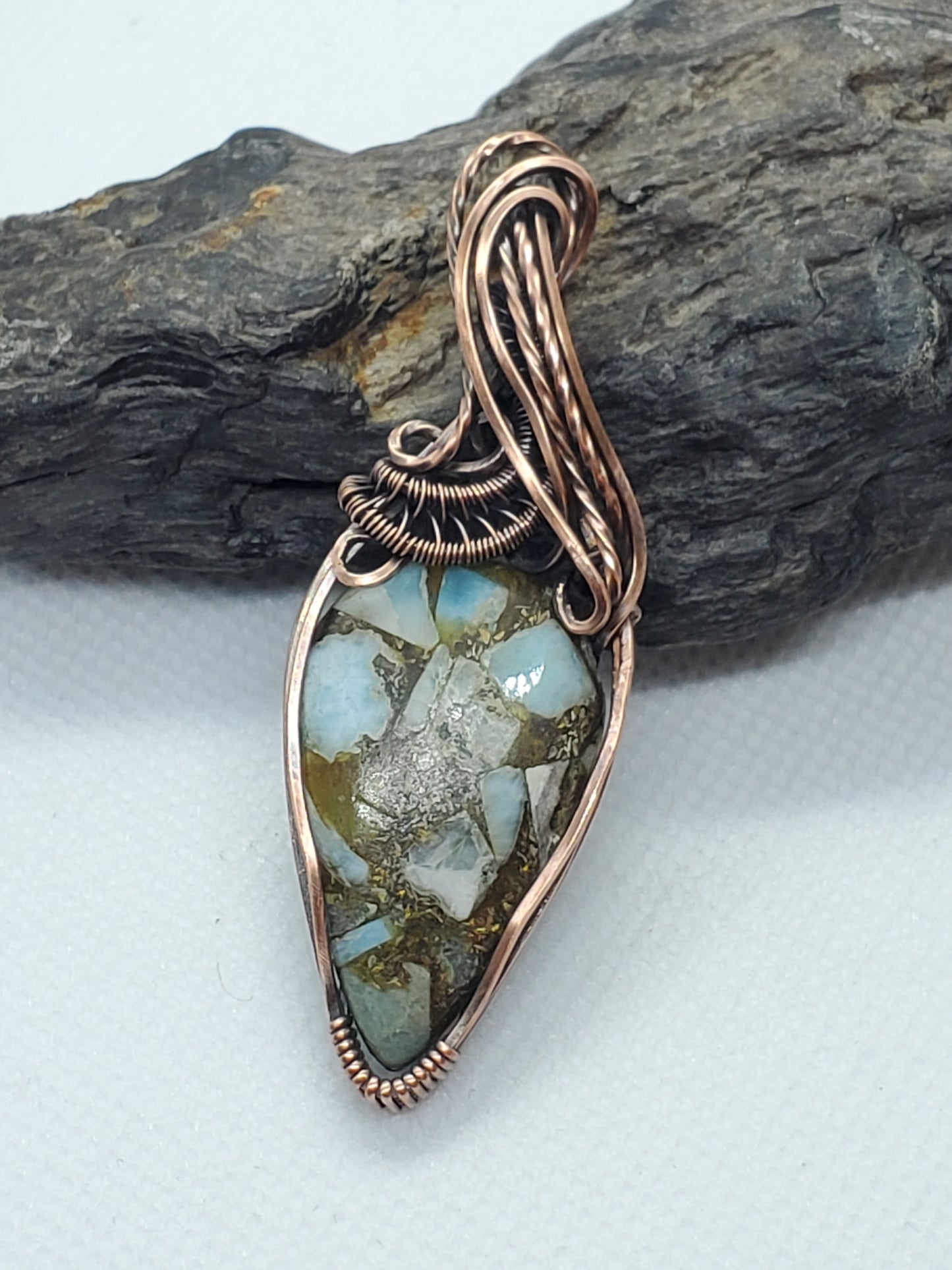 Larimar & amber resin composite