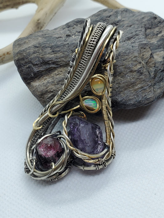 Chunky tanzanite & tourmaline
