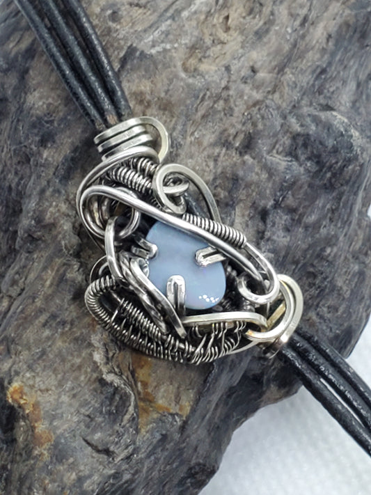 Opal doublet leather bracelet