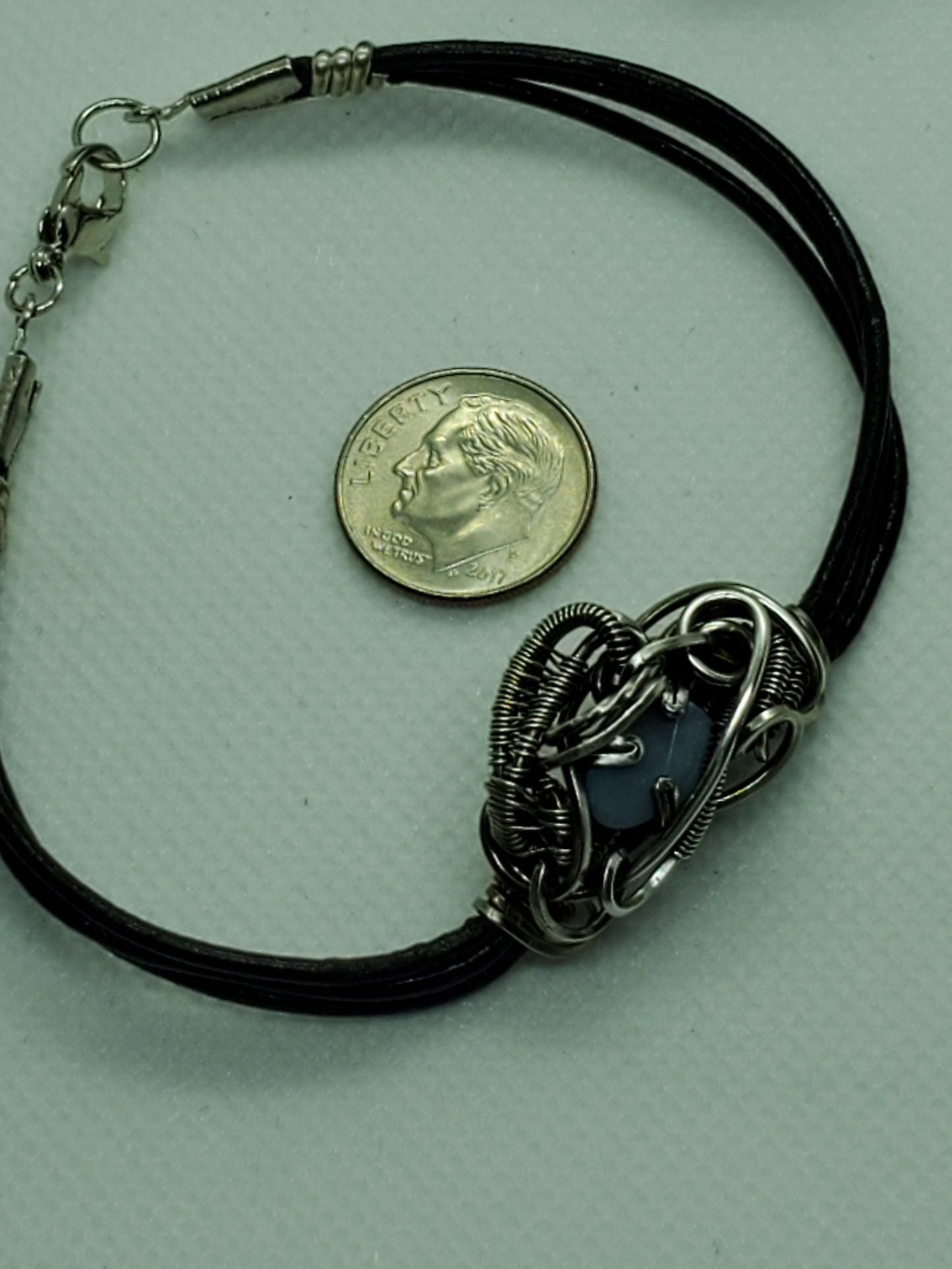 Opal doublet leather bracelet