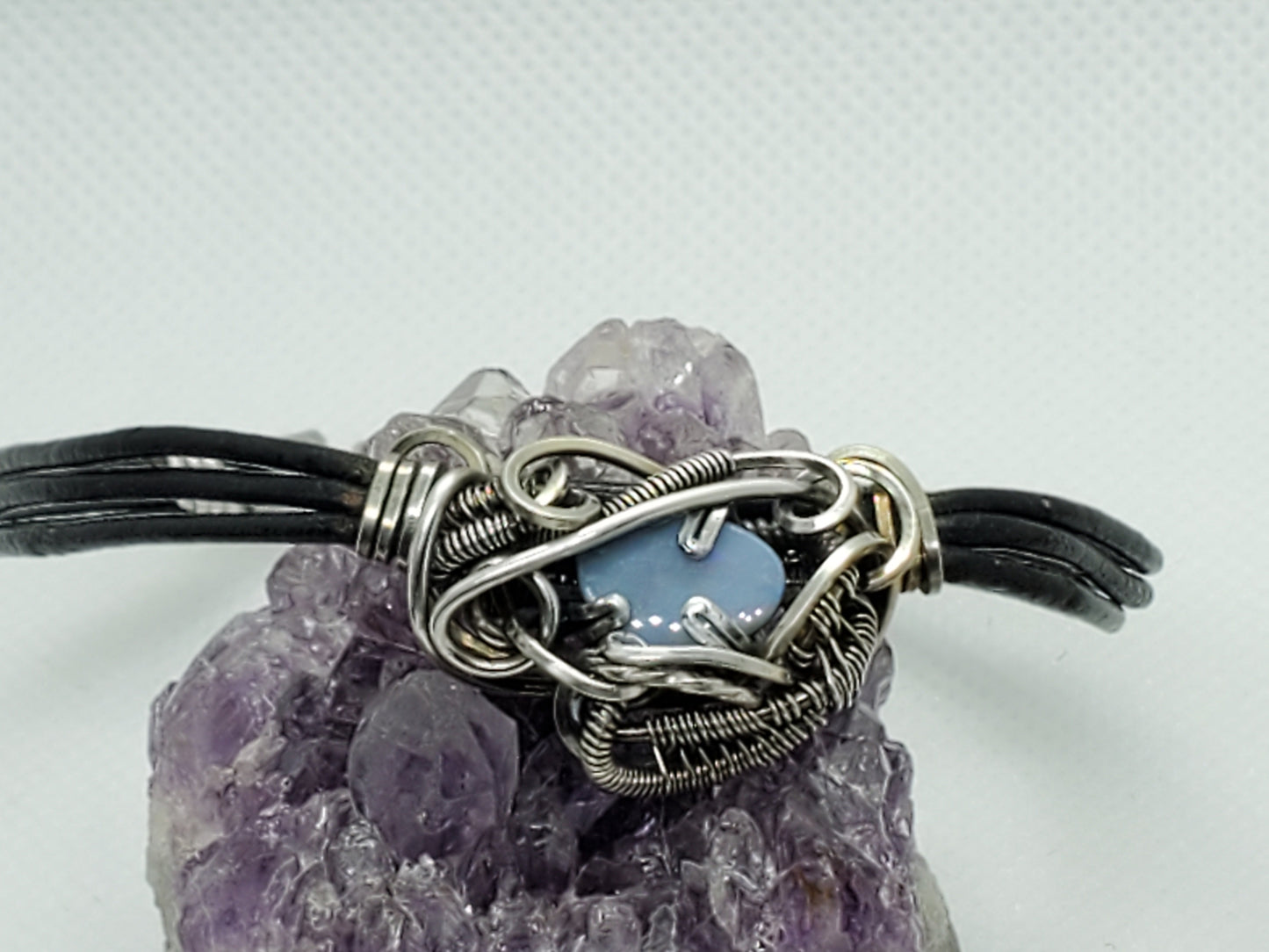 Opal doublet leather bracelet