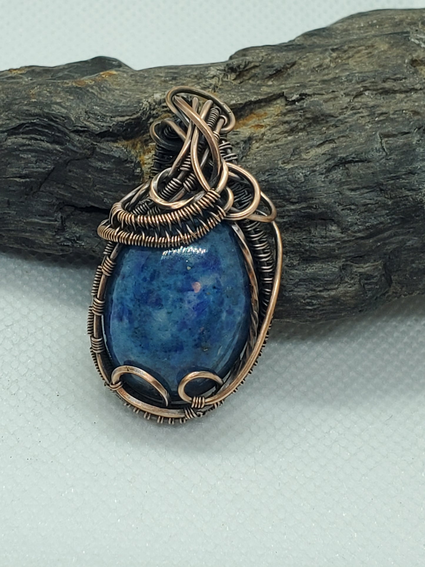 Blue denium agate in copper