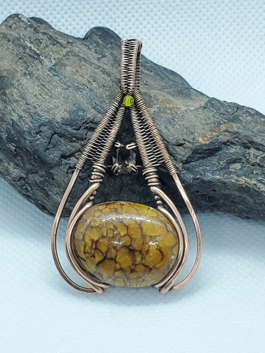 Honeycomb, smokey & yellow sapphire bead