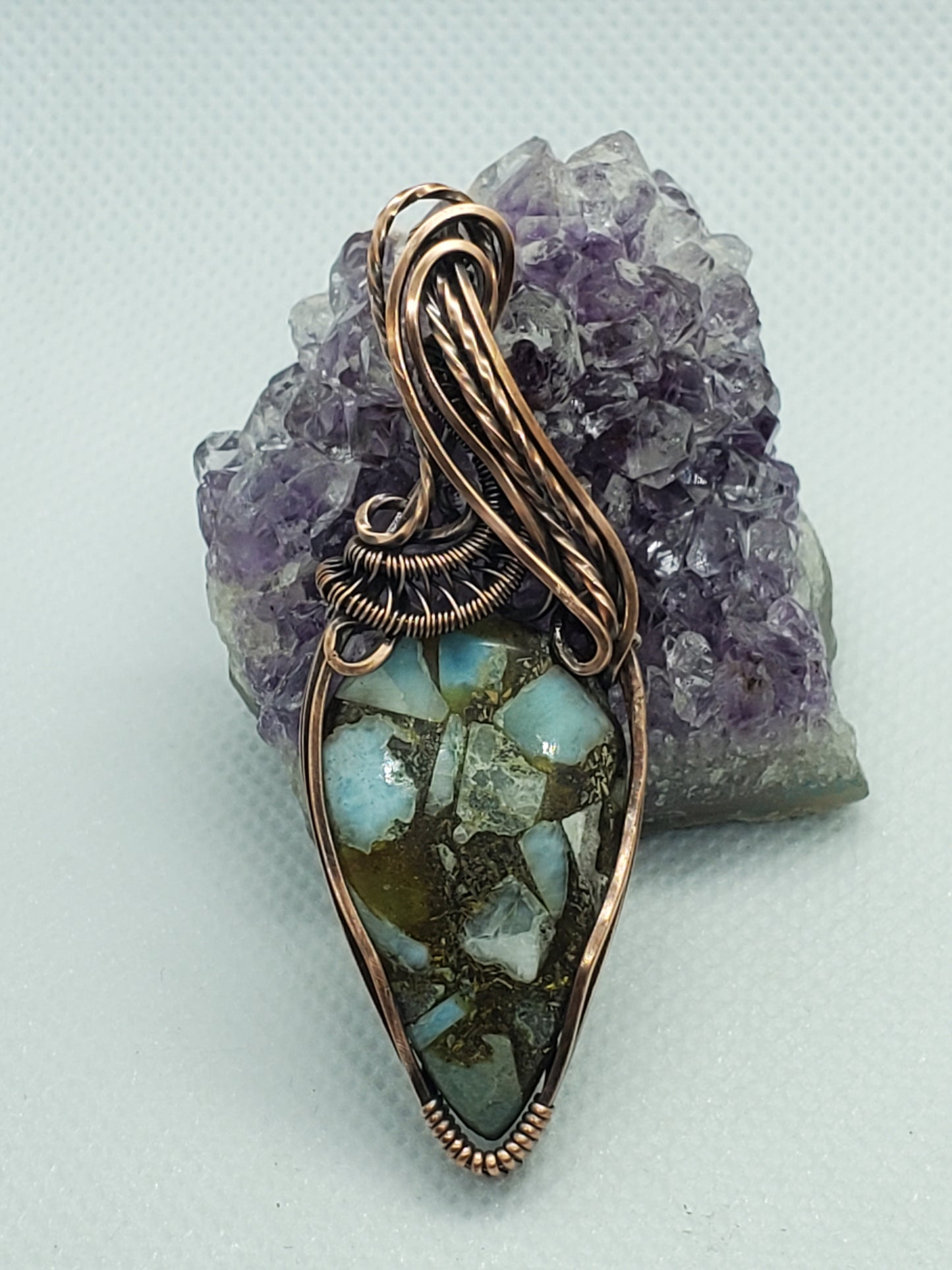 Larimar & amber resin composite