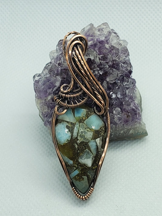 Larimar & amber resin composite