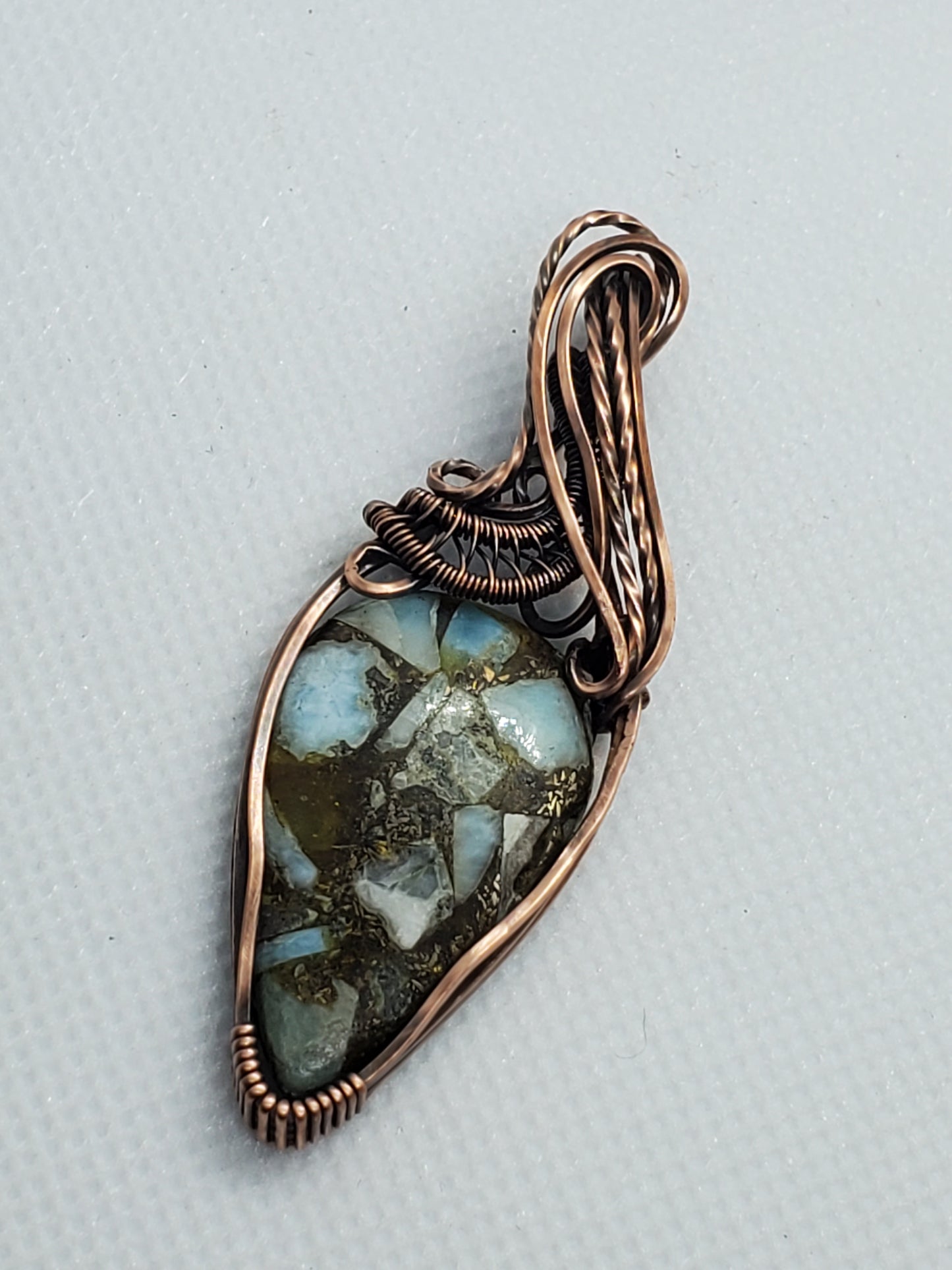 Larimar & amber resin composite
