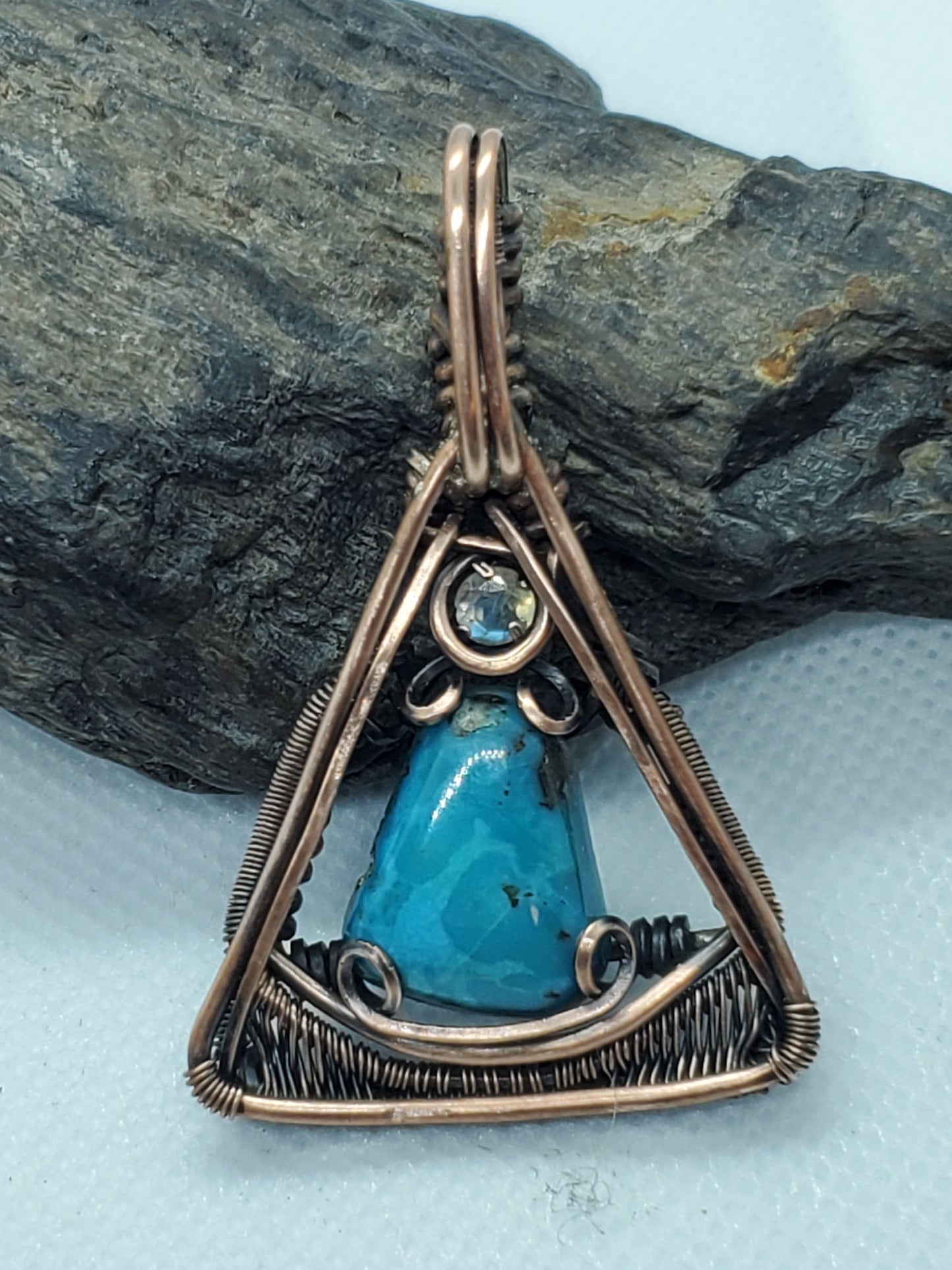 Turquoise triangle with moonstone