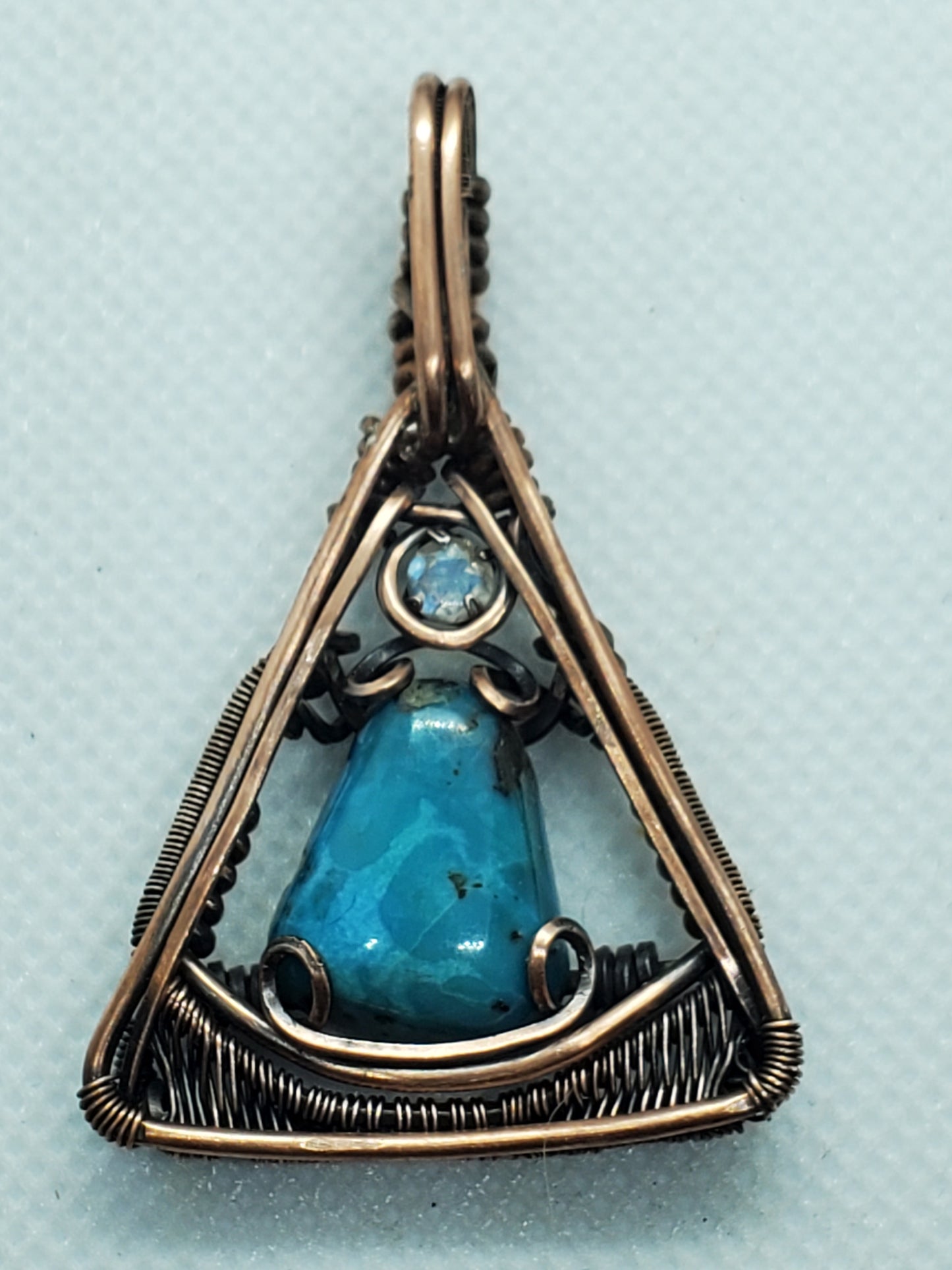 Turquoise triangle with moonstone