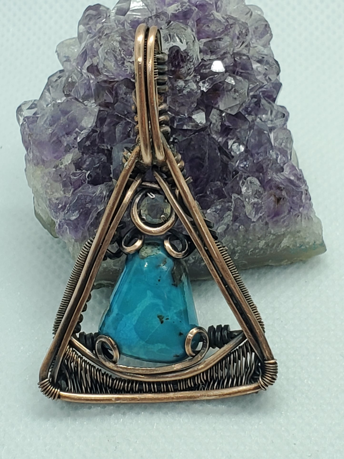 Turquoise triangle with moonstone