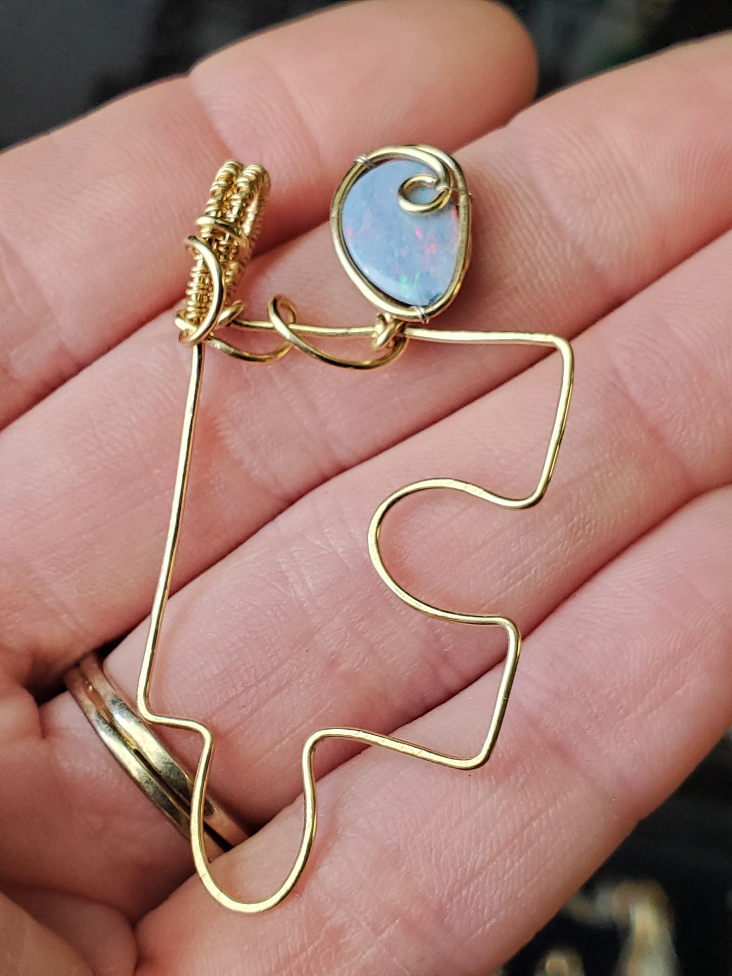 Autism awareness 14K goldfilled & Opal