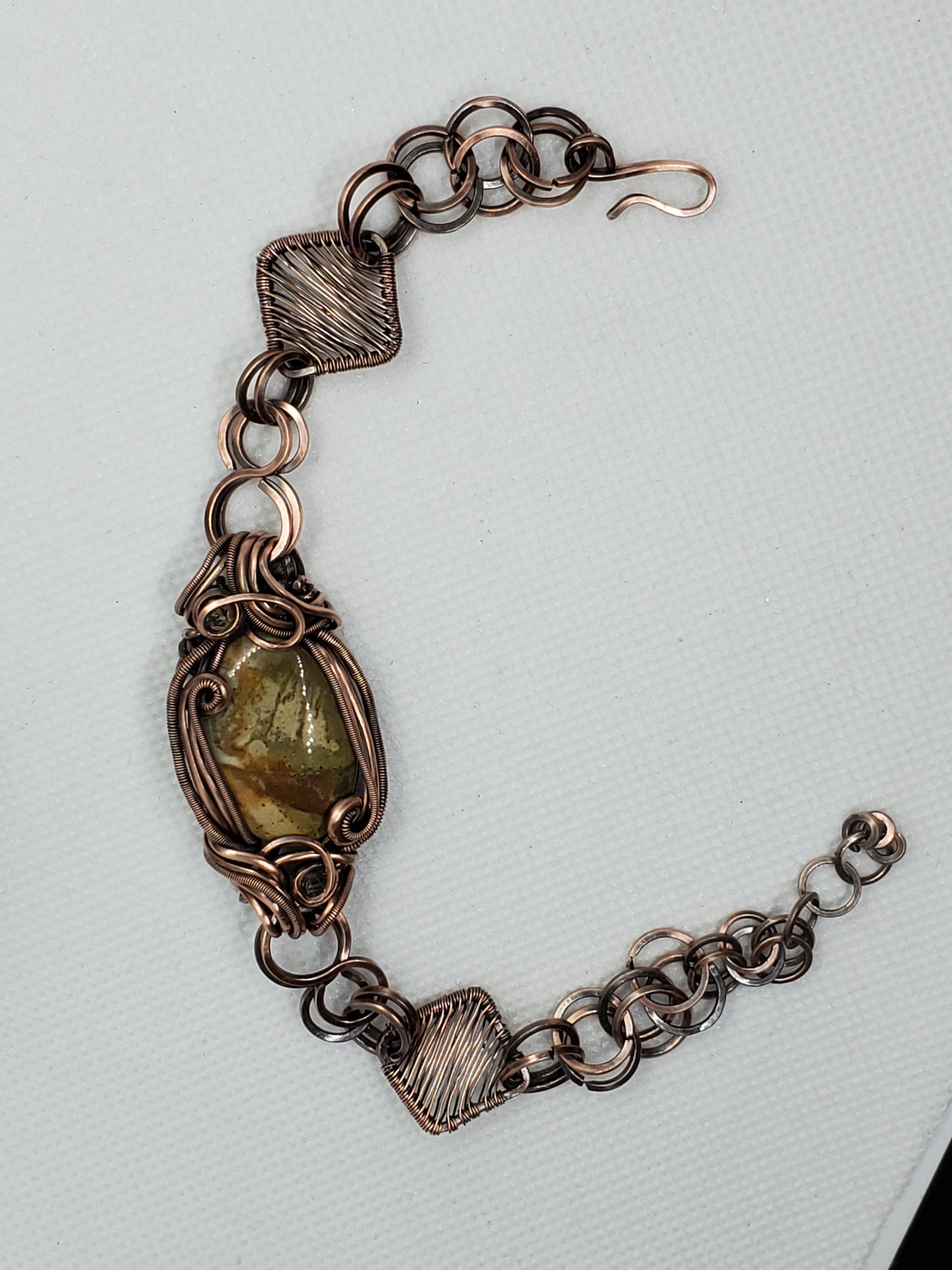 Jasper & petroleum quartz copper blacelet