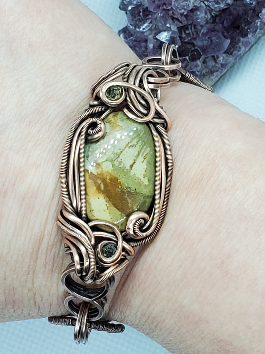 Jasper & petroleum quartz copper blacelet
