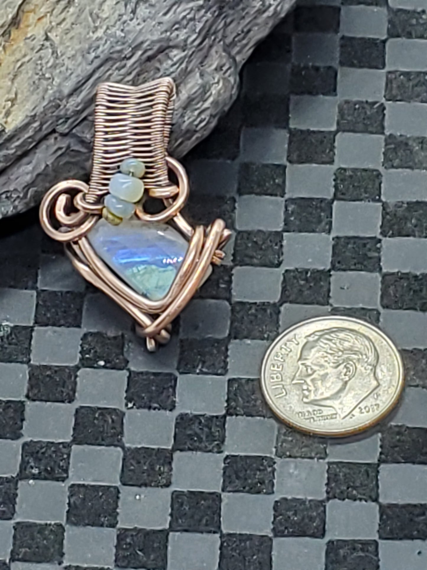 Moonstone wedge with opal beads
