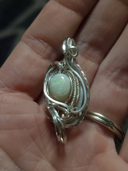Double bail opal pendant