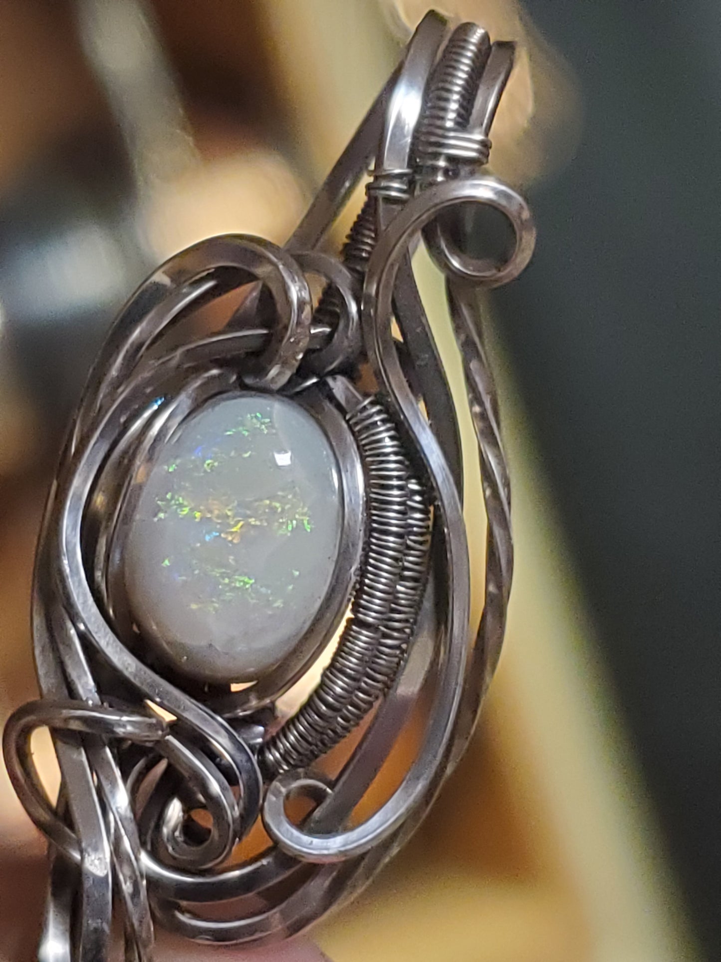 Double bail opal pendant