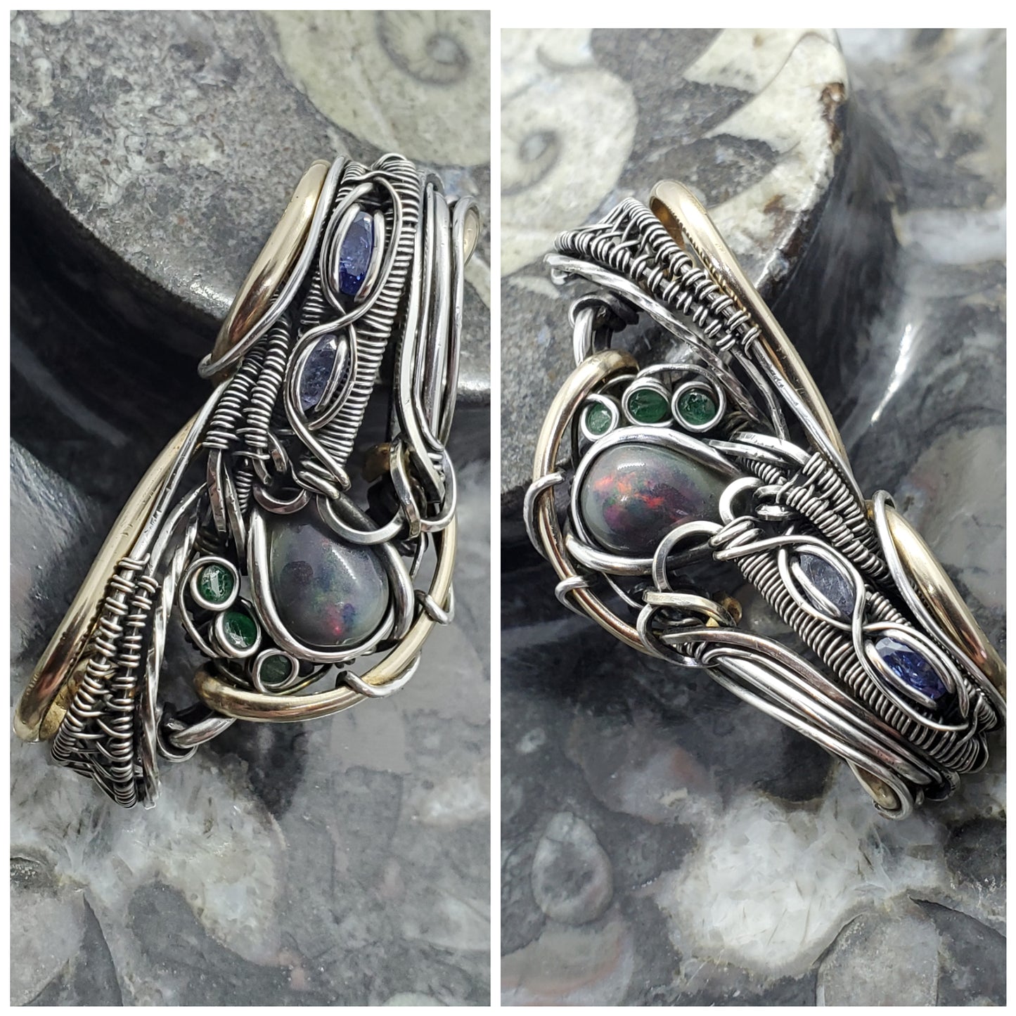 Double bail pendant (black opal)