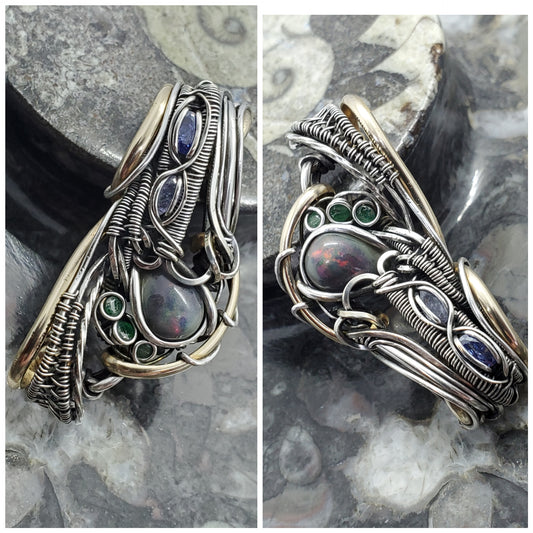 Double bail pendant (black opal)